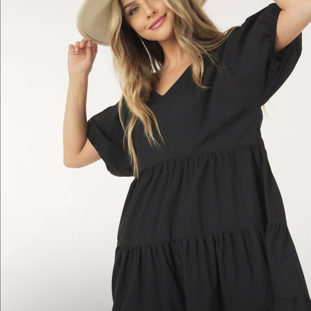 👗🖤Basic Little Black Dress - V Neck Layer Dress🖤👗